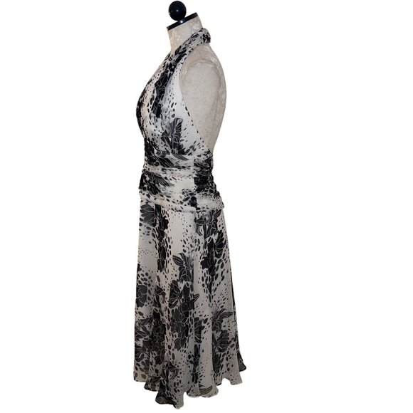 Tadashi Vintage Womens Dress Size Medium White Floral Halter Deadstock Pure Silk - Picture 3 of 12